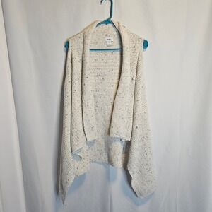 Old Navy Cream Textured‎ Open Front Cardigan Vest Sleeveless S Small